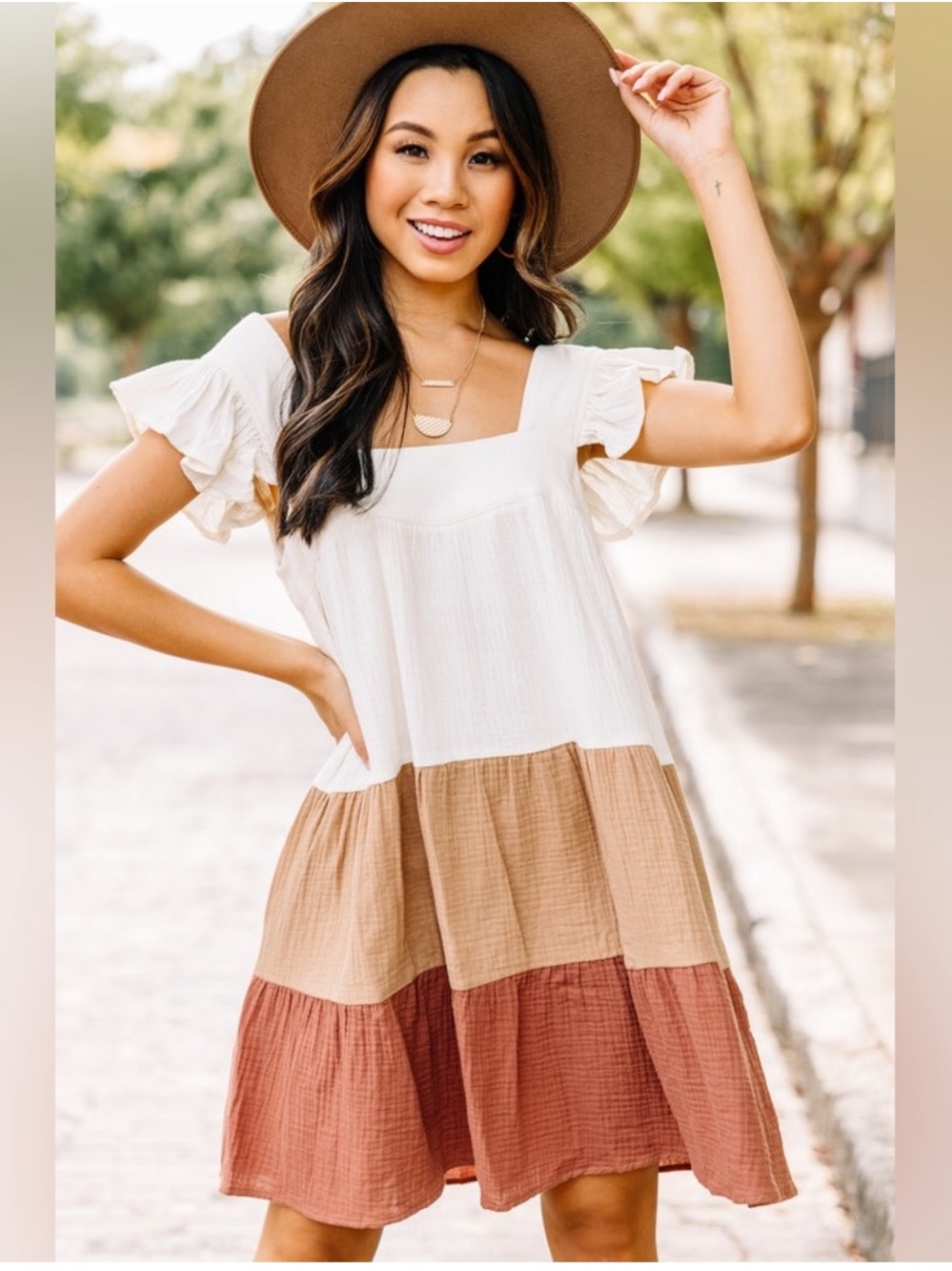 Mine Anthropology Boho Chic Tri-Colored Tiered Mini Dress